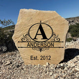 Antique Monogram Stone – Custom Engraved Name Stone