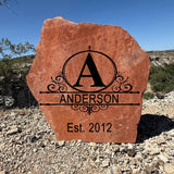 Antique Monogram Stone – Custom Engraved Name Stone