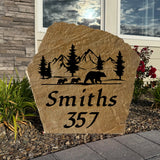 Bear Name Address Number Sign – Engraved Stone