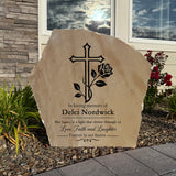 Cross Memorial Stone – Engraved Memorial Garden Stone