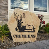 Deer Engraved Stone – Custom Outdoor Garden Stone