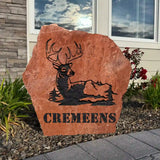 Deer Engraved Stone – Custom Outdoor Garden Stone