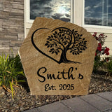 Tree of Life Heart Stone – Engraved Stone