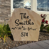 Vine Name Address Number Sign – Engraved Stone