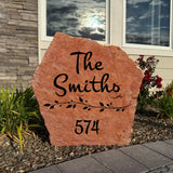 Vine Name Address Number Sign – Engraved Stone