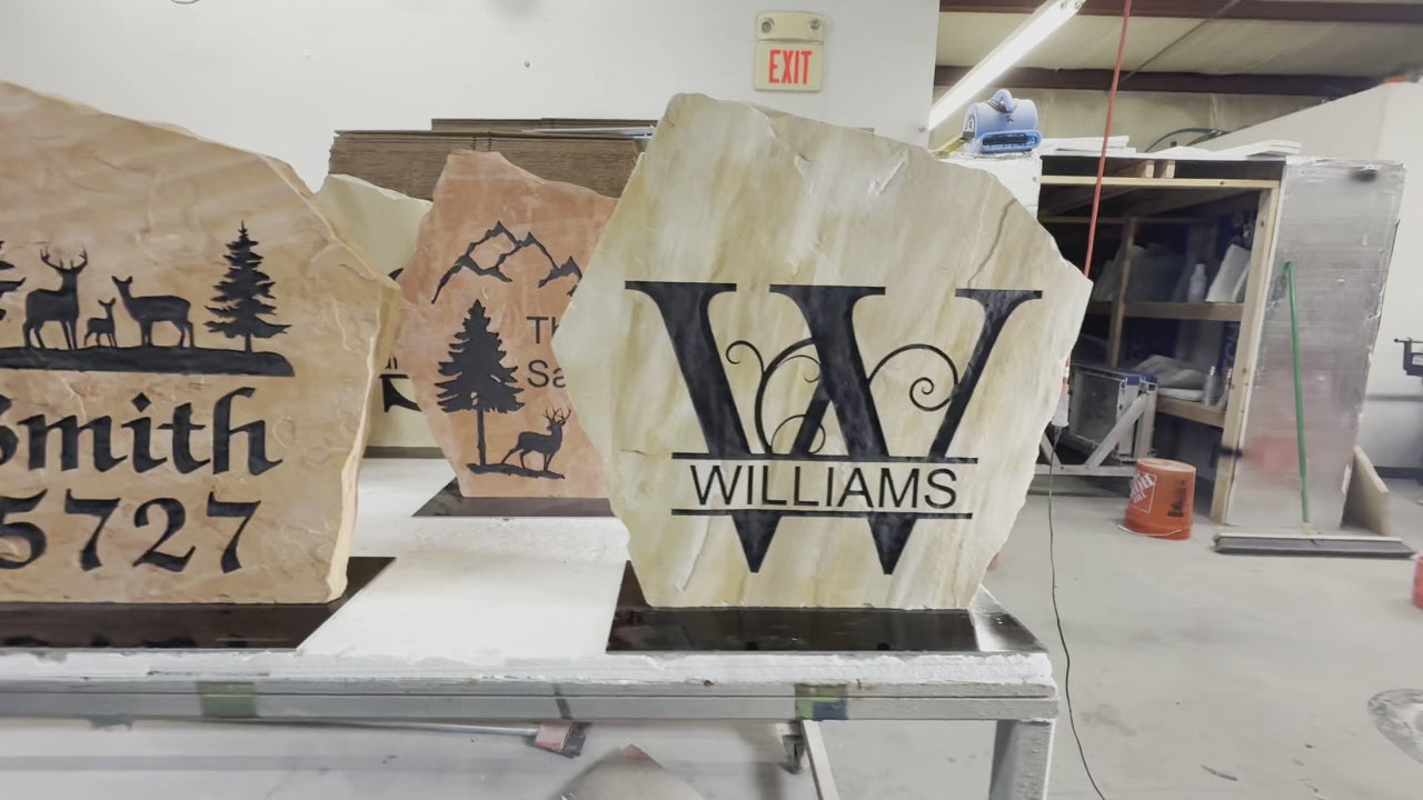 Deer Engraved Mountain Stone – Engraved Garden Stones
