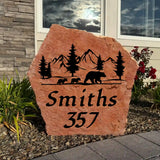 Bear Name Address Number Sign – Engraved Stone