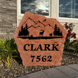 Elk Name Address Number Sign – Engraved Stone