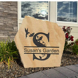Hummingbird Monogram - Engraved Sandstone