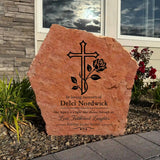 Cross Memorial Stone – Engraved Memorial Garden Stone