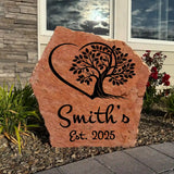 Tree of Life Heart Stone – Engraved Stone